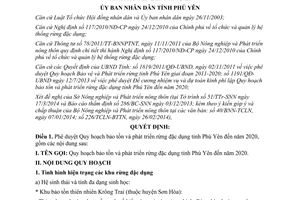 Quyết định 584/QĐ-UBND năm 2014 bảo tồn phát triển rừng đặc dụng Phú Yên đến 2020