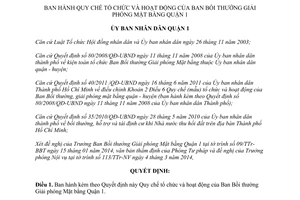 Quyết định 02/2014/QĐ-UBND Quy chế tổ chức hoạt động Ban Bồi thường Giải phóng Mặt bằng Quận 1