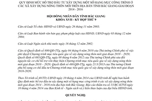 Nghị quyết 03/2014/NQ-HĐND hỗ trợ đầu tư công trình xã xây dựng nông thôn mới 2011 2020 Bắc Giang