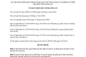 Quyết định 19/2014/QĐ-UBND quản lý sử dụng nhà ở tái định cư  Long An