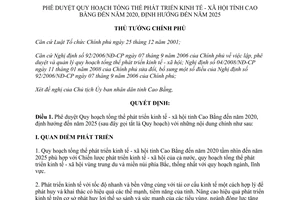 Quyết định 512/QĐ-TTg kế hoạch phát triển kinh tế xã hội Cao Bằng đến 2020 định hướng 2025