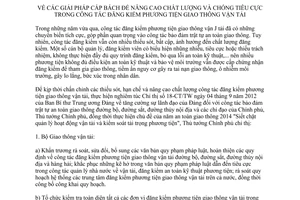 Chỉ thị 08/CT-TTg 2014 giải pháp nâng cao chất lượng chống tiêu cực đăng kiểm phương tiện giao thông