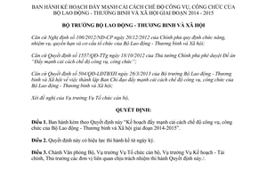 Quyết định 425/QĐ-LĐTBXH đẩy mạnh cải cách chế độ công vụ công chức 2014