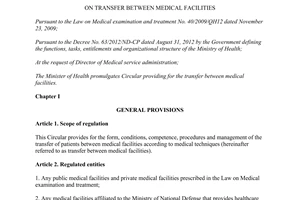 Circular No. 14/2014/TT-BYT transfer between medical facilities