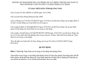 Quyết định 1145/QĐ-UBND năm 2014 quy chế Trạm kiểm tra tải trọng xe lưu động Quảng Nam