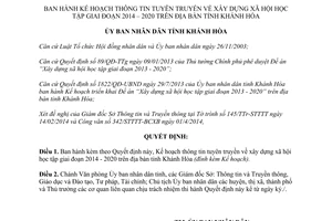 Quyết định 898/QĐ-UBND 2014 Kế hoạch tuyên truyền xây dựng xã hội học tập 2014 2020 Khánh Hòa