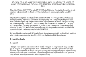 Kế hoạch 20/KH-UBND rà soát chính sách ưu đãi người có công cách mạng 2014-2015 Thái Bình
