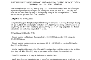 Kế hoạch 19/KH-UBND phòng chống tai nạn thương tích cho trẻ em 2014 - 2015 Thái Bình