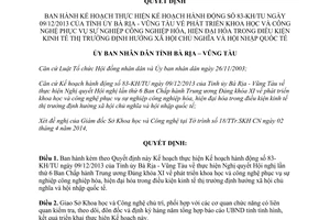 Quyết định 721/QĐ-UBND 2014 phát triển khoa học và công nghệ Bà Rịa Vũng Tàu