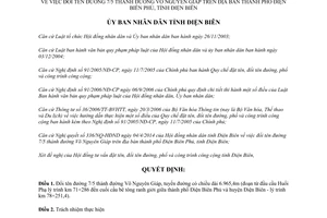 Quyết định 05/2014/QĐ-UBND đổi tên đường 7/5 thành đường Võ Nguyên Giáp Điện Biên