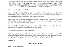 Thông tư 14/2014/TT-BQP quyền trách nhiệm công đoàn bảo vệ lợi ích đoàn viên lao động Quân đội