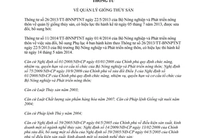 Văn bản hợp nhất 16/VBHN-BNNPTNT năm 2014 Thông tư quản lý giống thủy sản