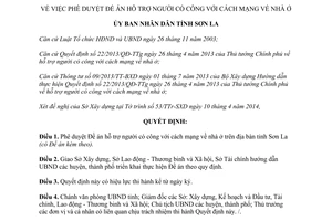 Quyết định 838/QĐ-UBND 2014 duyệt đề án hỗ trợ người có công với cách mạng về nhà ở Sơn La