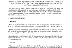 Kế hoạch 27/KH-UBND 2014 thực hiện 23/CT-TTg ưu đãi người có công cách mạng Nam Định