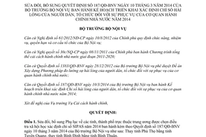 Quyết định 386/QĐ-BNV 2014 sửa đổi 187/QĐ-BNV xác định chỉ số hài lòng của người dân Bộ Nội vụ