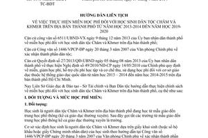 Hướng dẫn liên tịch 1173/HDLT/GDĐT-TC-BDT miễn học phí học sinh Chăm từ 2013-2014 đến 2019-2020 Hồ Chí Minh