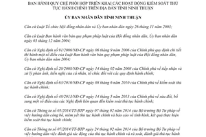 Quyết định 108/2014/QĐ-UBND phối hợp kiểm soát thủ tục hành chính Ninh Thuận