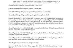 Thông tư 11/2014/TT-BTP bảo đảm bình đẳng giới trong trợ giúp pháp lý