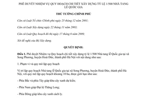 Quyết định 545/QĐ-TTg Quy hoạch chi tiết xây dựng tỷ lệ 1/500 Nhà tang lễ Quốc gia 2014