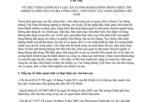 Chỉ thị 1280/CT-CHK 2014 tăng cường kỷ luật kỷ cương hành chính Cục Hàng không Việt Nam