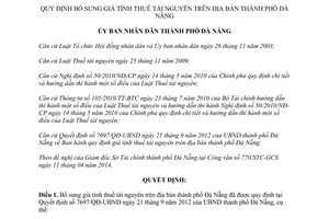 Quyết định 2409/QĐ-UBND bổ sung giá tính thuế tài nguyên thành phố Đà Nẵng