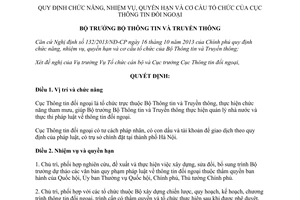 Quyết định 463/QĐ-BTTTT 2014 nhiệm vụ quyền hạn cơ cấu tổ chức Cục Thông tin đối ngoại