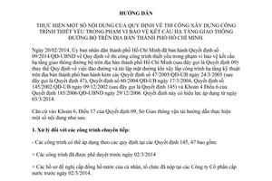 Hướng dẫn 1486/HD-SGTVT năm 2014 thi công xây dựng trong phạm vi bảo vệ đường bộ HCM