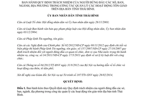 Quyết định 04/2014/QĐ-UBND trách nhiệm người đứng đầu trong quản lý tôn giáo Thái Bình
