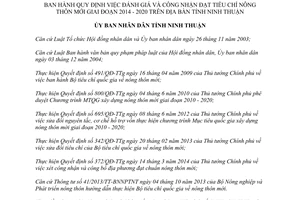 Quyết định 30/2014/QĐ-UBND đánh giá công nhận đạt tiêu chí nông thôn mới 2014 2020 tỉnh Ninh Thuận