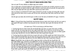 Quyết định 1063/QĐ-UBND năm 2014 thủ tục hành chính thuộc lĩnh vực Kế hoạch Đầu tư áp dụng cấp huyện Hà Tĩnh