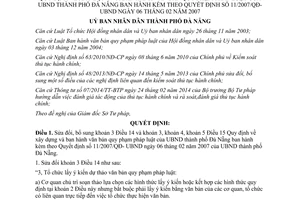 Quyết định 11/2014/QĐ-UBND sửa đổi xây dựng ban hành văn bản quy phạm Đà Nẵng 11/2007/QĐ-UBND