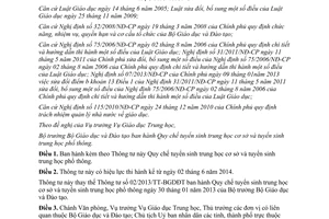 Thông tư 11/2014/TT-BGDĐT Quy chế tuyển sinh trung học cơ sở trung học phổ thông