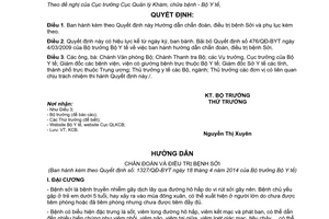 Quyết định 1327/QĐ-BYT năm 2014 hướng dẫn chẩn đoán điều trị bệnh Sởi