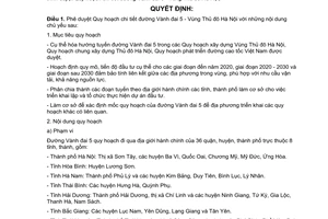 Quyết định 561/QĐ-TTg năm 2014 quy hoạch chi tiết đường Vành đai 5 Vùng Thủ đô Hà Nội