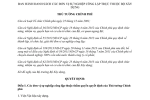 Quyết định 555/QĐ-TTg năm 2014 danh sách đơn vị sự nghiệp công lập trực thuộc Bộ Xây dựng