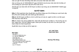 Quyết định 620/QĐ-UBND 2014 phê duyệt Đề án Nâng cao Chỉ số Năng lực cạnh tranh Cà Mau đến 2020