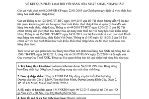 Thông báo 4323/TB-TCHQ 2014 phân loại hàng hóa xuất nhập khẩu Sodium carbonate dense thủy tinh lỏng