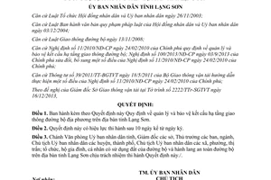 Quyết định 05/2014/QĐ-UBND quản lý bảo vệ kết cấu hạ tầng giao thông đường bộ địa phương Lạng Sơn