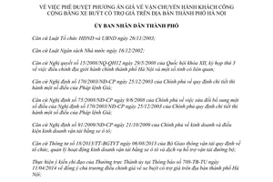 Quyết định 18/2014/QĐ-UBND phương án giá vé vận chuyển hành khách công cộng bằng xe buýt Hà Nội