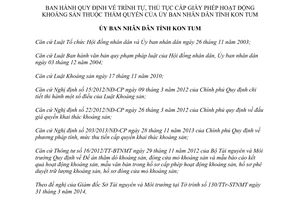 Quyết định 25/2014/QĐ-UBND trình tự thủ tục cấp giấy phép hoạt động khoáng sản Kon Tum