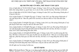 Quyết định 1199/QĐ-BVHTTDL năm 2014 đào tạo sử dụng nhân lực phát huy văn hóa thể thao dân tộc thiểu số