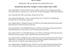 Quyết định 794/QĐ-BNN-TCTL năm 2014 phê duyệt đề án Tái cơ cấu ngành thủy lợi