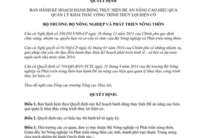 Quyết định 785/QĐ-BNN-TCTL 2014 Kế hoạch nâng cao hiệu quả quản lý khai thác công trình thủy lợi