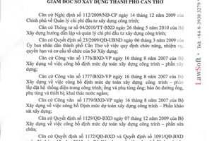Quyết định 94/QĐ-SXD 2014 công bố Bộ đơn giá xây dựng công trình thành phố Cần Thơ