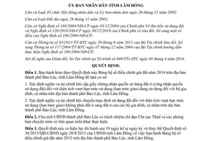 Quyết định 22/2014/QĐ-UBND Bảng hệ số điều chỉnh giá đất thành phố Bảo Lộc Lâm Đồng