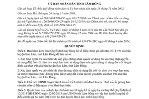 Quyết định 16/2014/QĐ-UBND Bảng hệ số điều chỉnh giá đất huyện Bảo Lâm Lâm Đồng