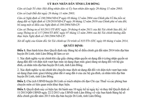 Quyết định 21/2014/QĐ-UBND Bảng hệ số điều chỉnh giá đất huyện Di Linh Lâm Đồng