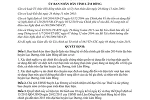 Quyết định 12/2014/QĐ-UBND hệ số điều chỉnh giá đất 2014 Lạc Dương Lâm Đồng