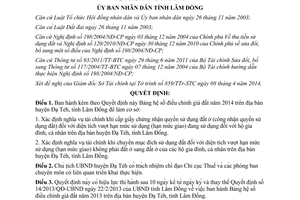 Quyết định 19/2014/QĐ-UBND hệ số điều chỉnh giá đất 2014 Đạ Tẻh Lâm Đồng