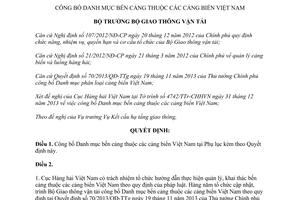 Quyết định 1433/QĐ-BGTVT 2014 danh mục bến cảng thuộc cảng biển Việt Nam